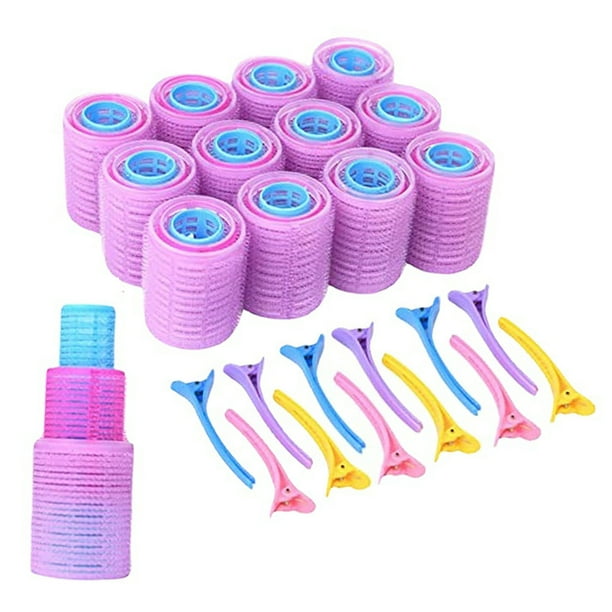 Juego de rulos de pelo con autoagarre, 36 Uds., rizadores de pelo grandes, medianos y pequeños con 12 Clips de plástico para uso en salón doméstico