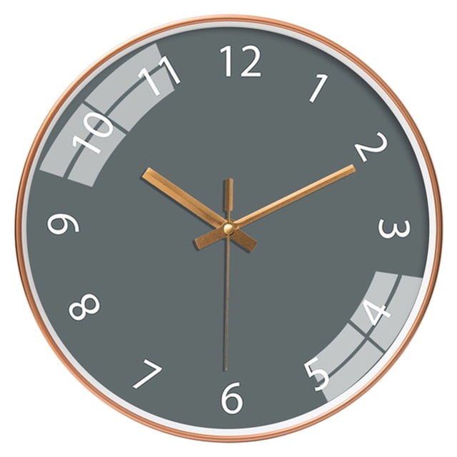 Reloj de pared silencioso sin tictac, decorativo, redondo, sencillo, funciona con pilas. Gris oro rosa