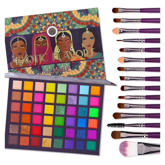 Maquillaje Kit Paleta De Sombras Originales Con 15 Pinceles Xtellar multicolor