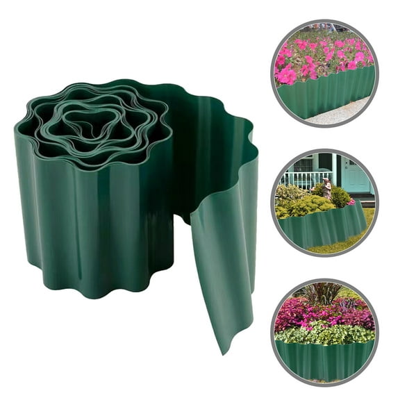 WASHWEPE Plastic Garden Fence for Lawn Edging and Flower Bed Borders 1 Roll Green
