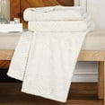 thumbnail image 4 of BNM Fleece Diamond Fluffy Blanket, King, Ivory, 4 of 8