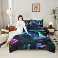 thumbnail image 4 of Castle Fairy Boys Girls Abstract Mushroom Bedding Comforter Set 2pcs,Neon Lights Botanical Plants Twin Comforter Sets Microfiber,Flying Butterflies Breathable Bedding Set,Super Cozy Room Decor, 4 of 8