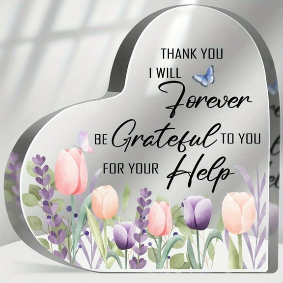 Thank You Gifts For Women, Appreciation Gifts For Coworkers Boss Teacher, Thank You For Your Help Plaque Sign Acrylic Heart Desk Keepsake Decor Sign Plaque Birthday Christmas Graduation Gift