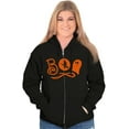 thumbnail image 3 of Boo Cute Witch Ghost Halloween Womens Plus Size Graphic Zipper Hoodie Brisco Brands 2X, 3 of 5