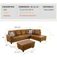 thumbnail image 6 of PonLiving Furniture Furniture Sectional Sofa Set, Living Room Sofa Set, Leather L Shape Sofa(Right Hand Facing,Ginger), 6 of 7
