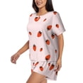 thumbnail image 2 of Naloa Strawberry Women's Short-Sleeved Pajama Set, Loungewear, Summer pajamas, Breathable Cozy - 3X-Large, 2 of 9