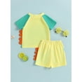 thumbnail image 5 of Toddler Boys Summer 2PCS Swimwear Sets Short Sleeve O Neck Tops + Dinosaur Print Shorts, 5 of 10