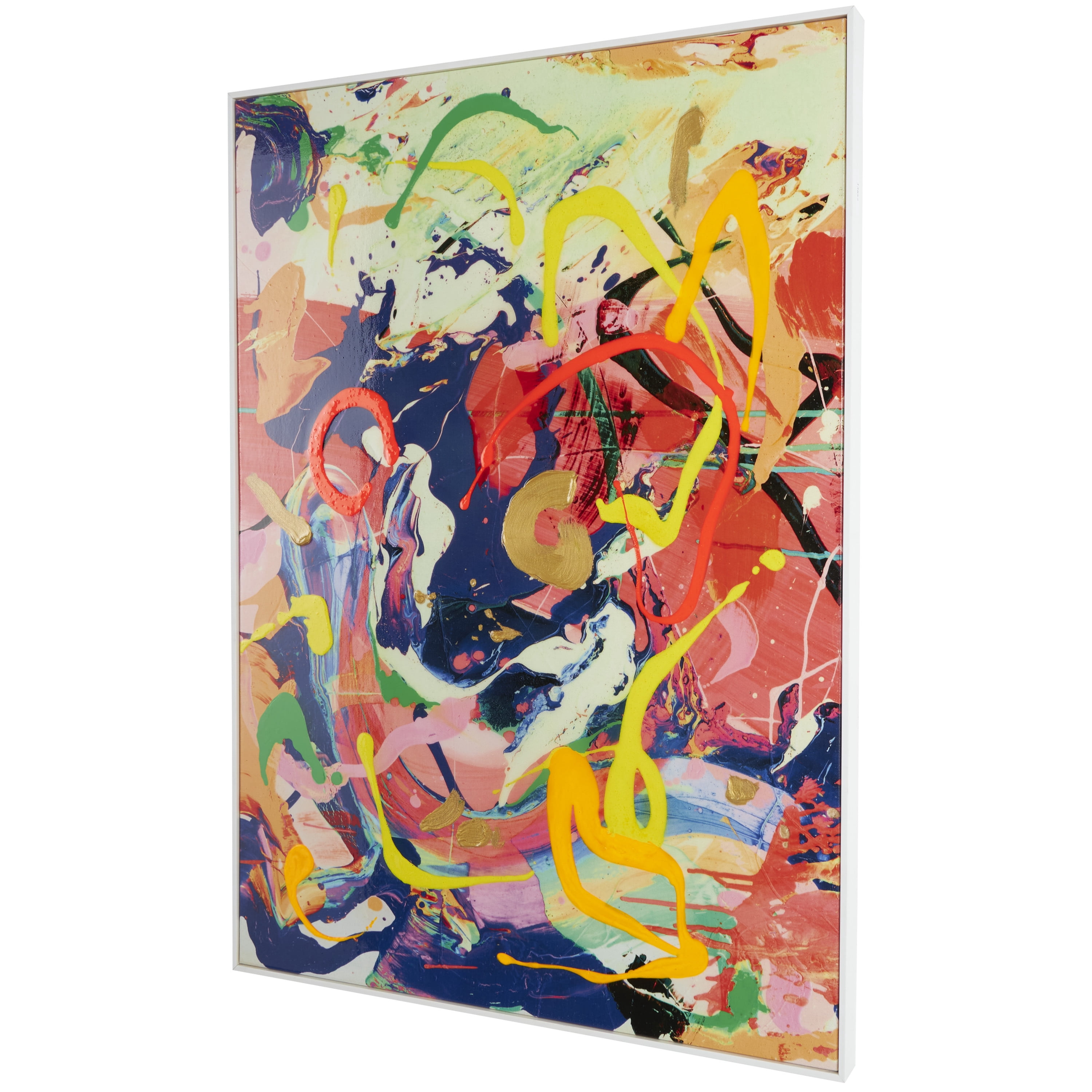 28" x 40" Paint Splatter Unframed Abstract Wall Art with White Frame, by CosmoLiving by Cosmopolitan