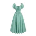 thumbnail image 2 of Oksale Peasant Dresses For Women Medieval Retro Puff Sleeve Plaid Empire Waist Ball Gowns Renaissance Elegant Square Neck Oktoberfest Maxi Dresses Green M, 2 of 7
