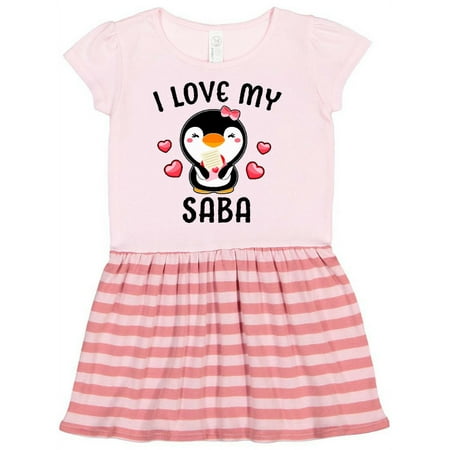 

Inktastic I Love My Saba with Cute Penguin and Hearts Gift Toddler Girl Dress