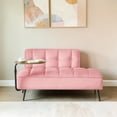 thumbnail image 2 of GZXS Upholstered Velvet Sofa Bench with Built-in Swivel Table, Tufted Backrest, Copper-Nail Accents, Modern Multi-Purpose Seat, 54"L x 24.8"W x 32.6"H, Pink, 2 of 10