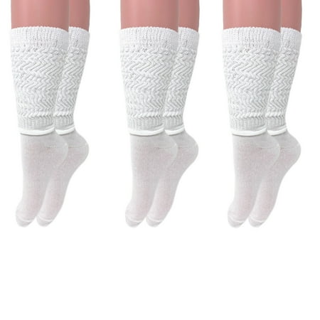 

Long Cotton Lightweight Slouch Socks 3 PAIRS White Boot Socks Size 9-11