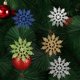 thumbnail image 4 of 12 copos de nieve en polvo dorado de 7,5 cm para Navidad, encantadores adornos navideños blancos para fiestas navideñas, decoración del hogar, 4 of 5
