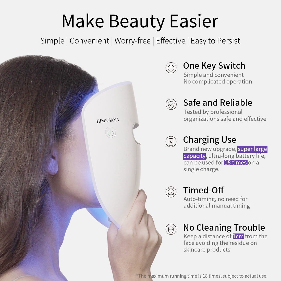 LED Face Mask – 8-Color Wireless Light  for Skincare, Red & Blue Light, Infrared, Anti-Aging & Wrinkle Reduction, ACE RB-081