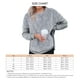 thumbnail image 5 of Top de retazos de otoño con dobladillo alto y bajo, cuello redondo de felpa, Top suelto de manga larga, dobladillo dividido cálido, informal para mujer, gris claro 3XL, 5 of 5