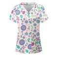 thumbnail image 1 of Easter Scrub Tops Women Bunny Egg Hunt Print Medical Scrub Tops, 1 of 2