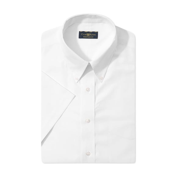 Camisa de vestir resistente a las arrugas Club Room blanca 14.5 Button-Front