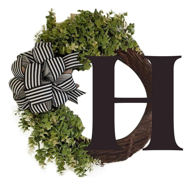 CEHVOM 26 Letters Decorative Wreath Door Hanging Home Decor Letters With Bow Knot Pendant Rattan Ring Wall Decoration Window Decoration Pendant Clearance