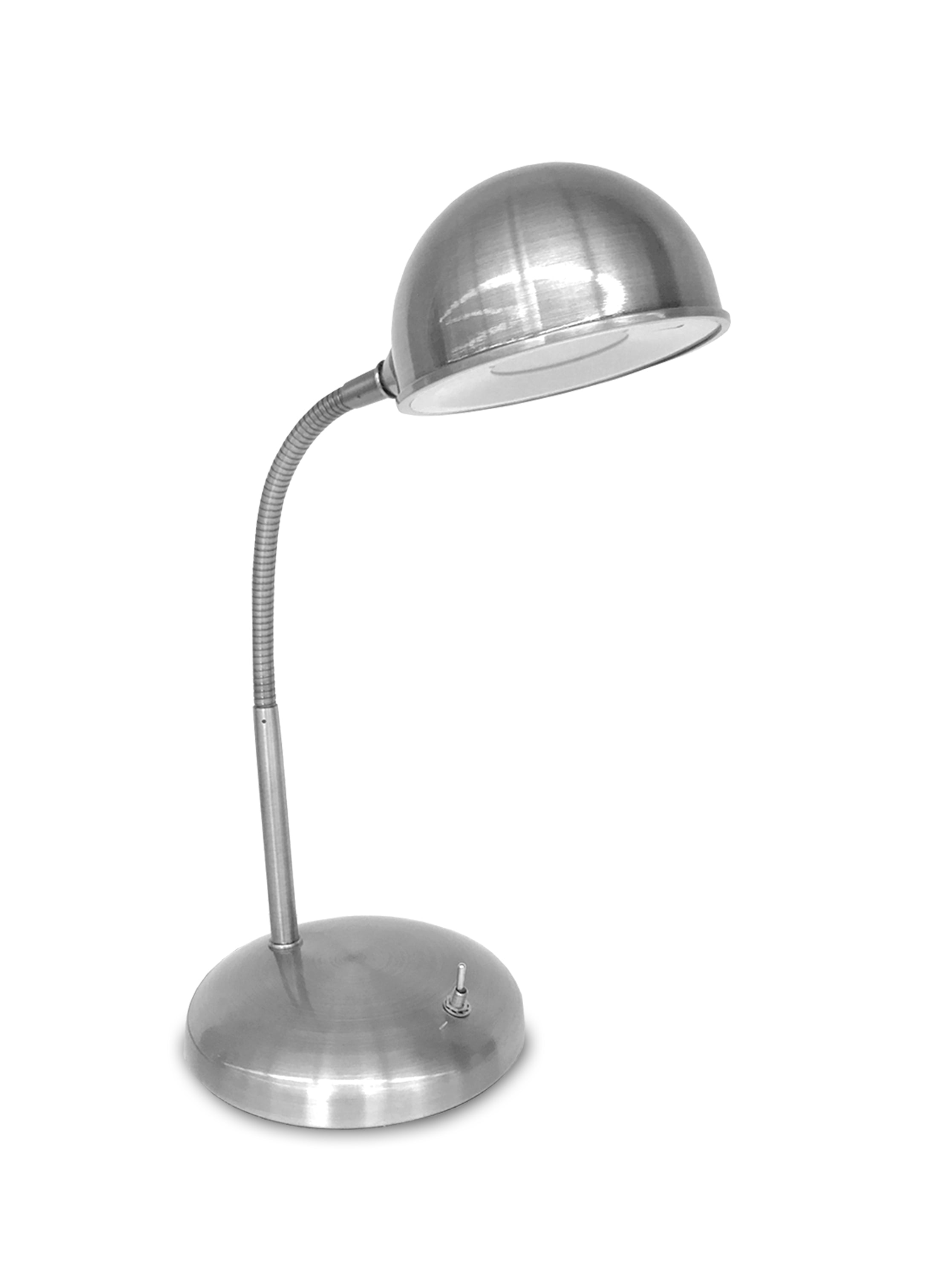 Mainstays Metallic LED Gooseneck Desk Lamp, Silver