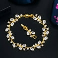 thumbnail image 5 of Elegant Royal Blue Yellow Gold Cubic Zirconia Leaf Rhinestone Bracelet for Women, 5 of 9