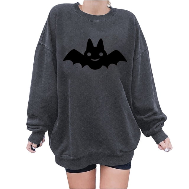 2023 Chandail en Molleton de Mode pour Femmes 50 % de Rabais Liquidation Mode Halloween Imprimé Blouse Ample à Manches Longues Col Rond Chandail Décontracté