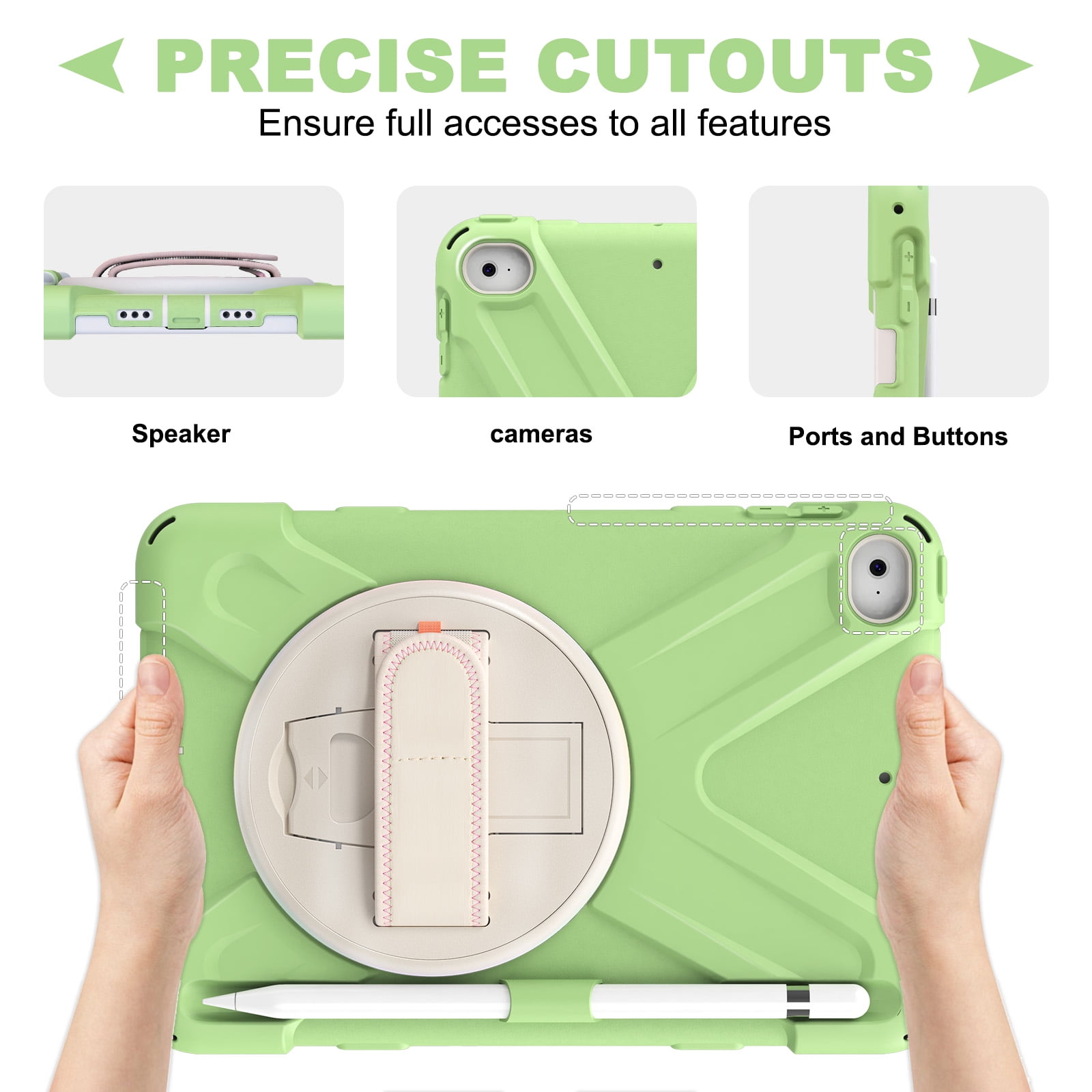 Allytech iPad Mini 5 Case Kids, iPad mini 4 Case with Screen Protector, Heavy Duty Protection Rugged Kids Friendly Shockproof Kickstand Pencil Holder Cover for Apple iPad mini 4/ mini 5,Matchagreen