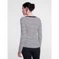 thumbnail image 4 of Scenario Women's and Women's Plus Striped Henley Shirt with Long Sleeves, Sizes XS-4X, 4 of 6