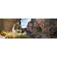 thumbnail image 2 of A gorge with the entrance to the Sumbay Cave, famous for its rock art from the Paleolithic period, Arequipa department, southern Peru, 1000pc Panoramic Puzzle, 2 of 2