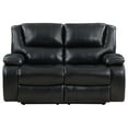thumbnail image 2 of Mila Manual Recliner Loveseat, Black Faux Leather, Pillow Top Arms, 62 Inch, 2 of 2
