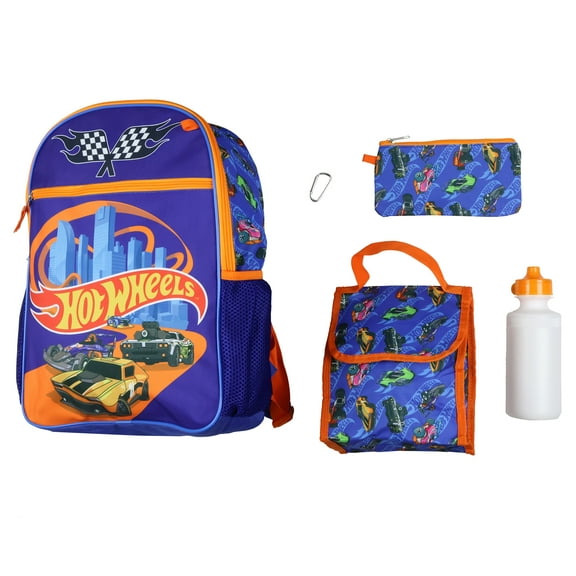 Hot Wheels 5 Piece Backpack Race Car Design Tote Bag Set