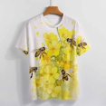 thumbnail image 4 of Bee And Flowers T-Shirt O Neck Retro Print Big Size T-Shirts Short Sleeve Tees Womens Pretty Design, 4 of 5