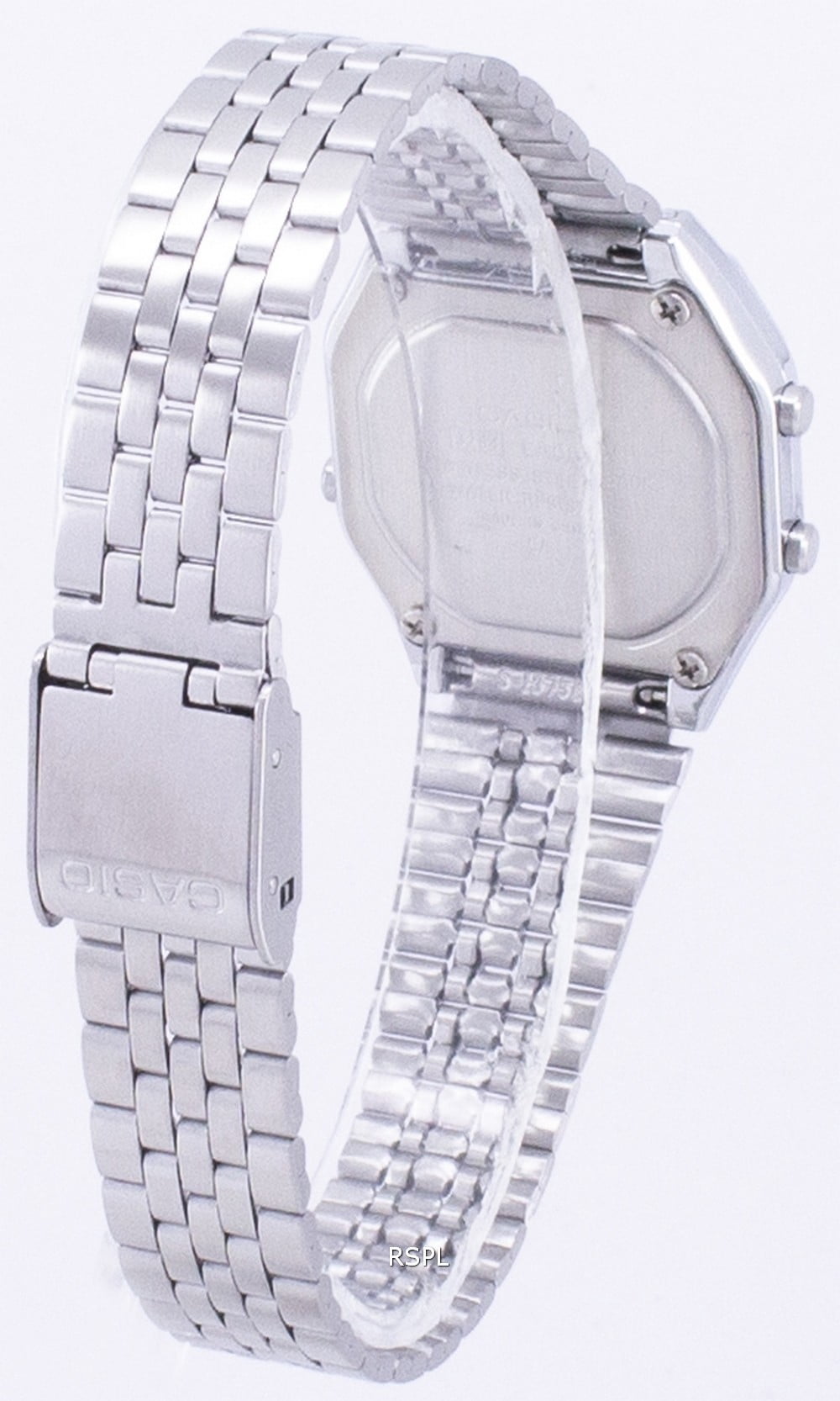 Casio Women's Vintage LA680WA-4C Silver Stainless-Steel with Flowers Quartz Fashion Digital Watch