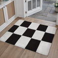 thumbnail image 3 of PureCozy 2'x3' Small Area Rugs for Doorway Bathroom Bedroom Entryway Kitchen Dorm Entrance Modern Shag Soft Non Slip Checkered Washable Rugs, Black & White, 3 of 5