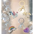 thumbnail image 4 of Aqua79 Sparkling Keychain Set of 4 – Rainbow Clouds, Pink Heart, Gold Unicorn, Silver Unicorn 3D Charm Rhinestones, Metal Alloy Key Ring - Accessory with Clasp for Key Chain, Bag, Handbag, Backpack, 4 of 9