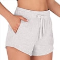 thumbnail image 2 of Pantalones Cortos Deportivos para Mujer con Bolsillos, de Algodón Francés, con Cordón Ajustable, para Hacer Ejercicio en Verano, Informales y Cómodos. Gris L, 2 of 9