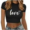 thumbnail image 1 of Plebaso T-Shirts Graphiques Courts pour Femmes Manches Courtes Imprimé Slim Col Rond T-Shirts d'Été Décontractés pour Femmes, 1 of 5