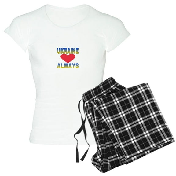 CafePress - UKRAINE ALWAYS Pajamas - Women's Short Sleeve Print T-Shirt and Pants Light Cotton Pajama Set