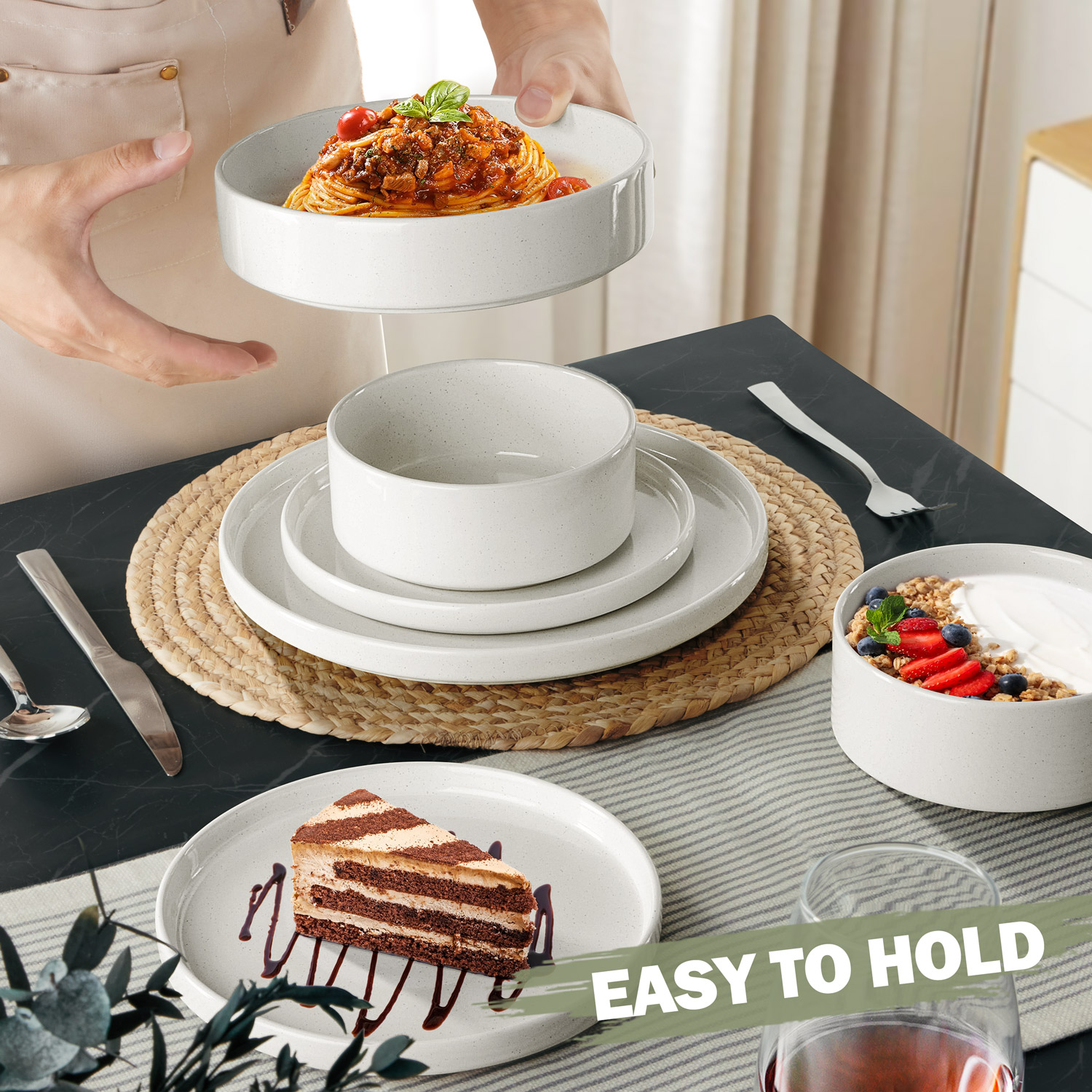 Vesteel 16-Piece Speckled Stoneware Dinnerware Set for 4 photo 4