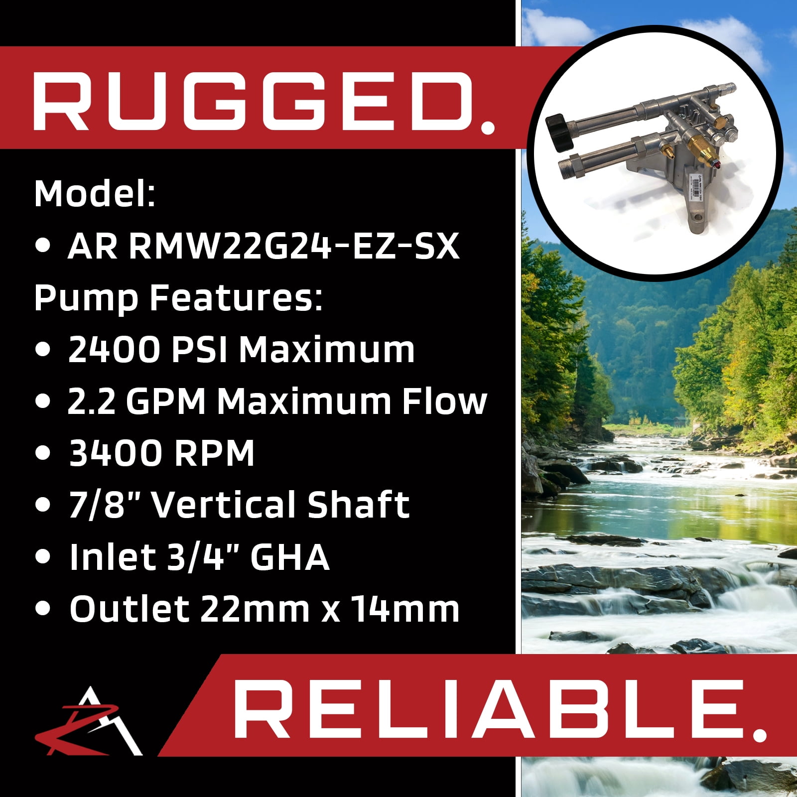 OEM Annovi Reverberi AR 7/8" Shaft Pressure Washer Pump fits Simpson MSV3025, MSV3025-S, MS60773