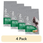 (4 pack) Pure Balance Pro+ Indoor Weight & Hairball Care Chicken & Brown Rice Dry Cat Food, 7 lbs