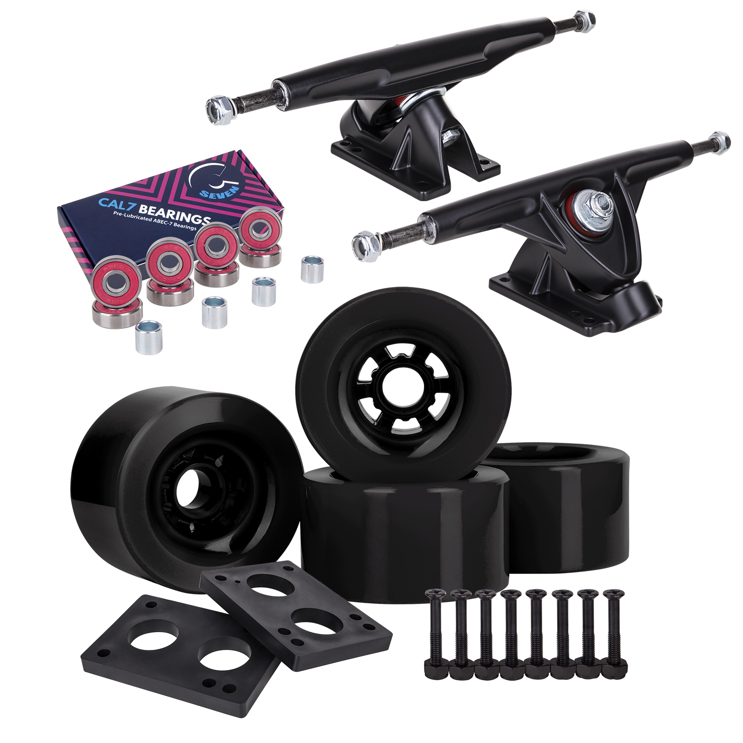 Cal 7 83mm 78A Longboard Flywheels 180 Truck Combo ABEC 7 Bearings