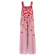 thumbnail image 4 of Fgvctg Valentine's Day Womens Jumpsuits Wide Leg Pant Comfy Overalls Love Heart Print Sleeveless Spaghetti Straps Jumpsuits Rompers Bib Overalls Loose Sprimg Pant With Pockets Multicolor XL, 4 of 6