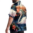 thumbnail image 3 of Swan Men's Short Sleeve Casual Printed Button Down Beach Shirts, 3 of 6
