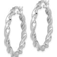 thumbnail image 2 of Sterling Silver Rhodium Plated Twisted 3.5X30mm Hoop Earrings (42 X 30) Made In India qe6753, 2 of 5