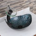 thumbnail image 3 of Elite  Pacific Whale+F22T Pattern Tempered Glass Bathroom Vessel Sink and Waterfall Faucet Combo, 3 of 5