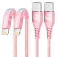 thumbnail image 1 of Cargador Lightning Cable Aioneus para iPhone, 3 m, paquete de 2 unidades, color rosa, 1 of 7