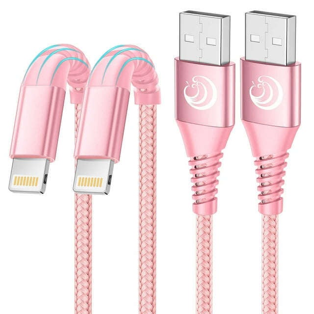 Cargador Lightning Cable Aioneus para iPhone, 3 m, paquete de 2 unidades, color rosa