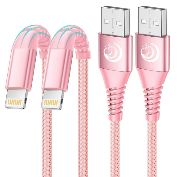 Cargador Lightning Cable Aioneus para iPhone, 3 m, paquete de 2 unidades, color rosa