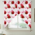 thumbnail image 2 of Red Roses Swag Valances for Windows, Kitchen Window Curtains Over Sink, Valentine's Day Flowers Love Stripes Pink Window Treatment Curtains for Living Room/Bedroom Curtains 2 Panel Sets 36"x45", 2 of 8