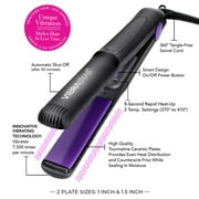 Vibrastrait Essential Vibrating Ceramic Tourmaline Ionic Flat Iron, 1.5-inch - Fast, Frizz-Free Ceramic Hair Straightener with Easy, Gentle Glide for Waves, Curls, Smooth Hair